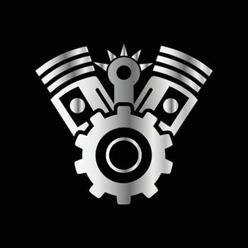 a black and white logo of a motorcycle engine. Auto Repair Service Icon Logo Design Template. vector