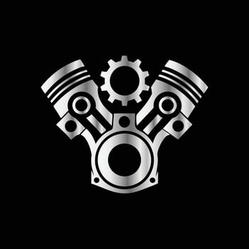 a black and white logo of a motorcycle engine. vector