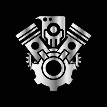 a black and white logo of a motorcycle engine vector