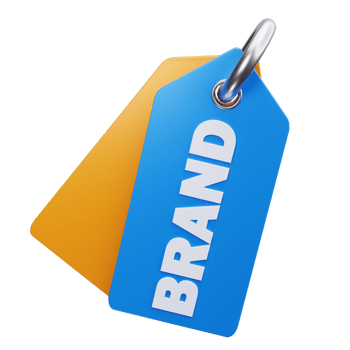 Blue tag with the word brand png