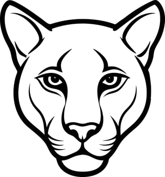 A black and white drawing of a panther head vector