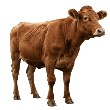 A brown cow standing in front png
