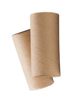Two tissue paper cores or toilet paper tubes in stack isolated with clipping path in file format png