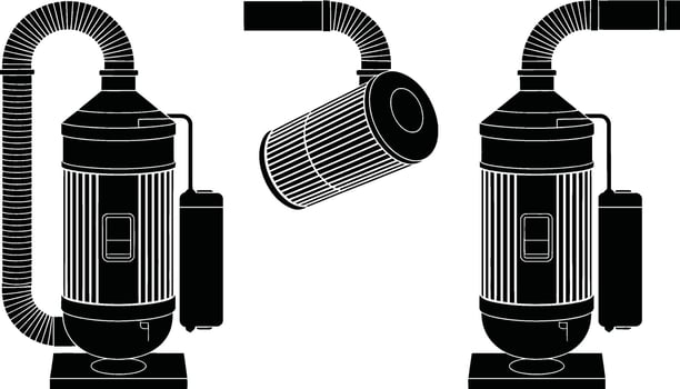 Simple illustration of a industrial air filter system in black and white vector