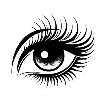 Bold Black White Eye Illustration with Dramatic Lashes vector