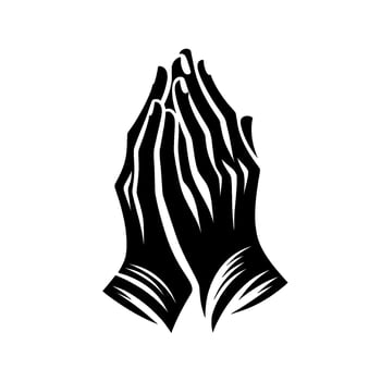 Praying Hands Silhouette Black White vector