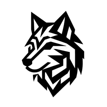Geometric Wolf Head in Black and White vector