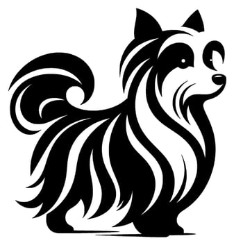 Stylized Black White Dog Silhouette, Pet Element vector