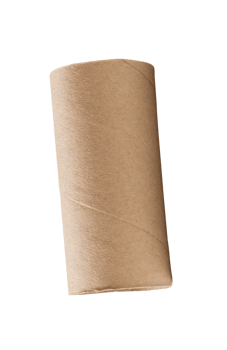 Side view of one tissue paper core or toilet paper tube after used out of paper isolated with clipping path in file format png