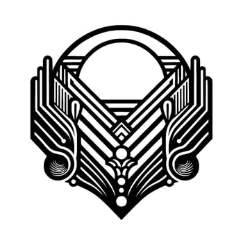 Art Deco Symmetry Black and White Geometric Emblem vector