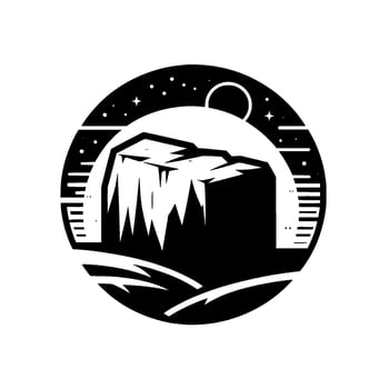 Minimalist Night Mountain Landscape , Black and White vector
