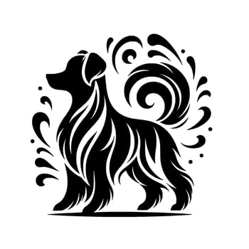 Elegant Silhouette Dog with Ornamental vector