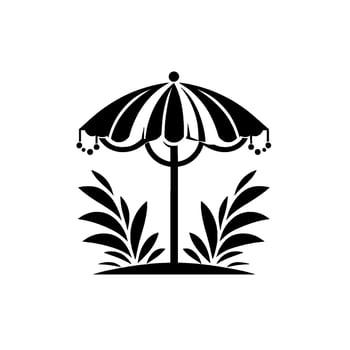 Minimalist Beach Umbrella Foliage Silhouette vector