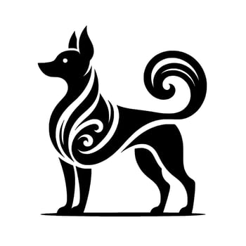 Stylized Dog Silhouette with Ornamental Details on White Background vector