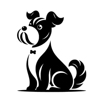 Playful Dog Silhouette Simple Black and White Illustration vector