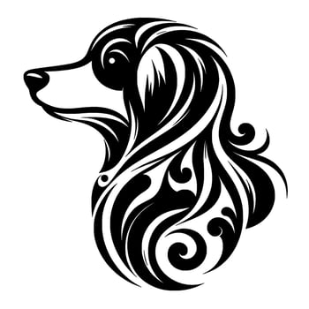 Tribal Dog Head Silhouette , Black White vector