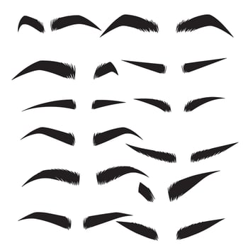 Assorted eyebrow and eyelash silhouettes perfect for beauty branding design vector