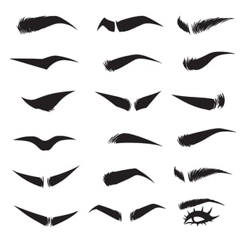 Silhouette eyebrow bundle for beauty makeup illustration and fashion design vector