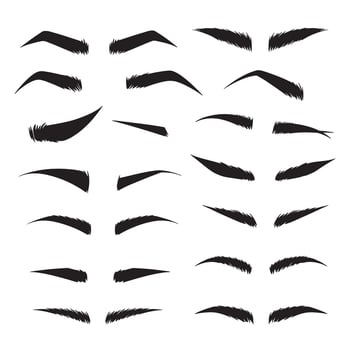 Eyebrow silhouette bundle featuring bold and stylish brow shape icon illustrations vector