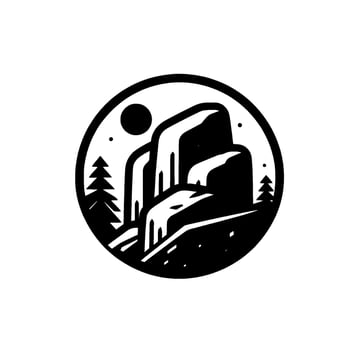 Minimalist mountain forest , black white, nature concept vector
