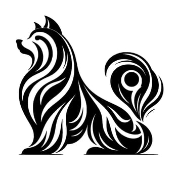 Abstract tribal dog silhouette black and white art vector