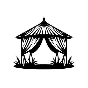 Elegant gazebo silhouette black white, outdoor wedding vector