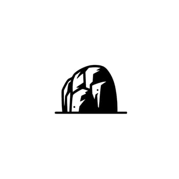 Minimalist rock formation black white vector