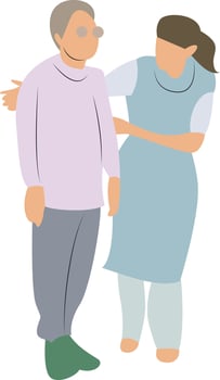 Elderly Caregiver Support Walking Assistance vector
