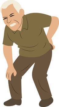 Elderly Man Suffering Severe Back Pain vector