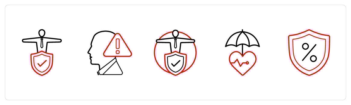 insured person, danger, life insurance in red line color vector