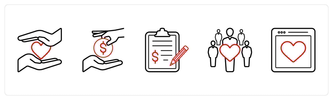 donation, charity, contarct agreement in red line color vector