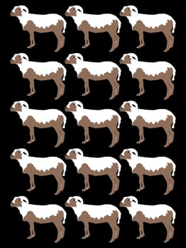A group of sheep standing in a row vector