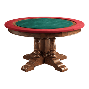 Elegant Wooden Poker Table with Red and Green Felt Top Casino Game Table Round Game Table png