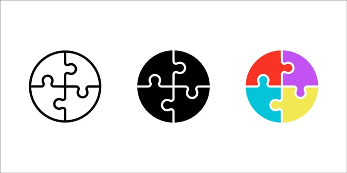 Square puzzle icon set, icon collection. illustration. for apps, web and digital design. illustration. vector