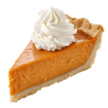 pumpkin pie slice with whipped cream on transparent background png