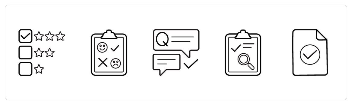 star rating, feedback, questionnaire in black line color vector