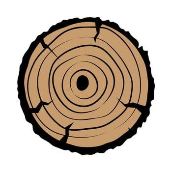 Wooden icon. illustration of a tree trunk with annual rings. vector