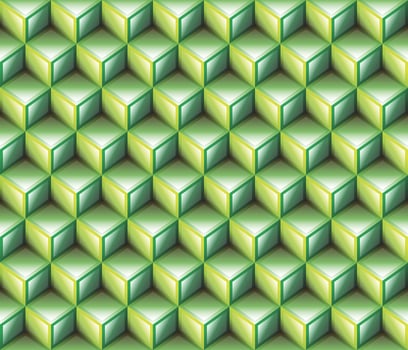 Green geometrical cubes seamless pattern vector