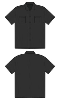 Black short sleeve button down shirt mockup vector