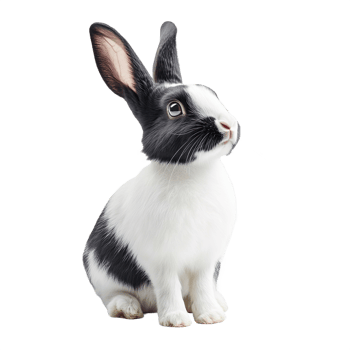 Black and white rabbit isolated on transparent background png