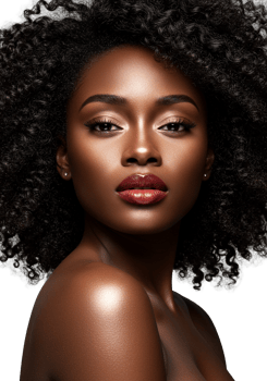 Portrait of a stunning woman with nice makeup with curly hair style png