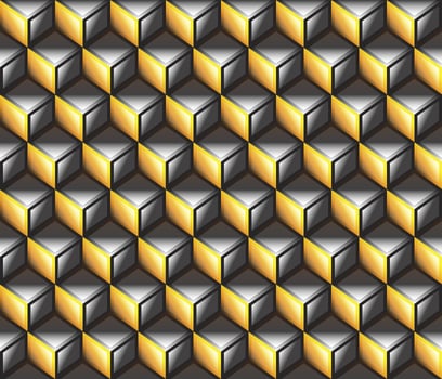 yellow orange black geometrical cubes seamless pattern vector