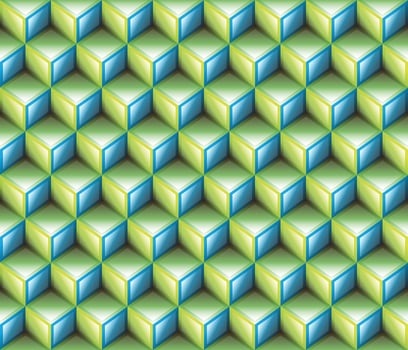 Green blue geometrical cubes seamless pattern vector