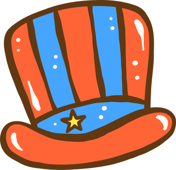 4th of July American Flag Uncle Sam Hat Hand Drawing Doodle png