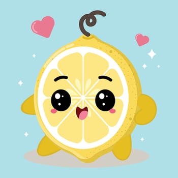 Cute And Happy Cartoon Lemon Fruit Clipart Illustration vector