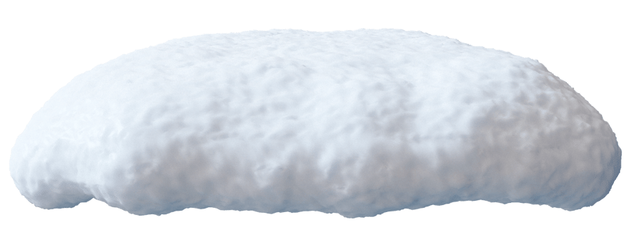 This 3D render depicts a snow heap presented in front view against transparent background. The texture of the snow is detailed, creating a realistic appearance, emphasizing its isolated form png