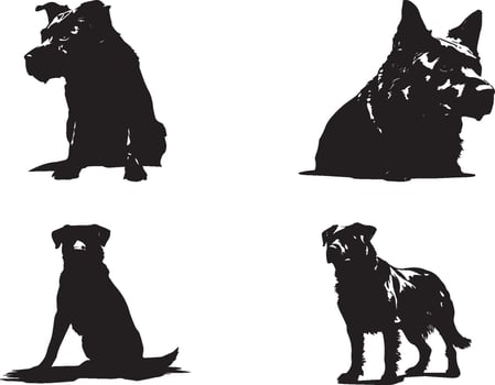 Collection of Dog Silhouettes vector
