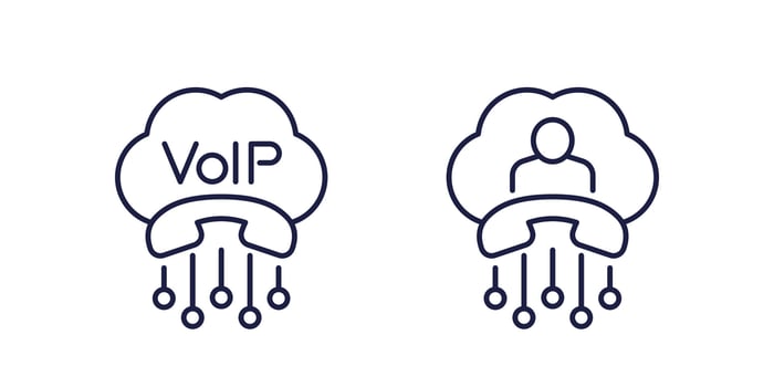 Voip telephony, call line icons on white vector