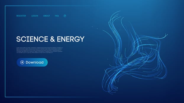 Science and energy theme with intricate flowing blue line patterns vector