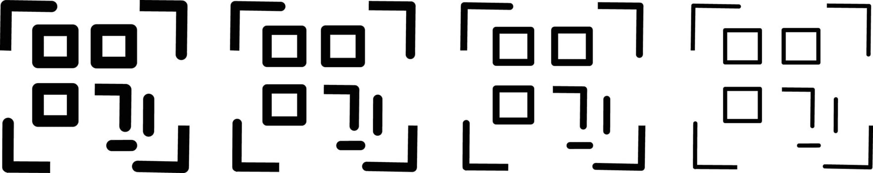 QR code icon. transparent digital scanning qr code. QR code for payment, scanner animation on black symbol background, vector